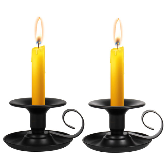 Candle Holders – 2pcs Retro Iron Taper Candlestick Holder Centerpieces for Wedding, Party, Xmas, Home Table Decor (Black,2pcs)