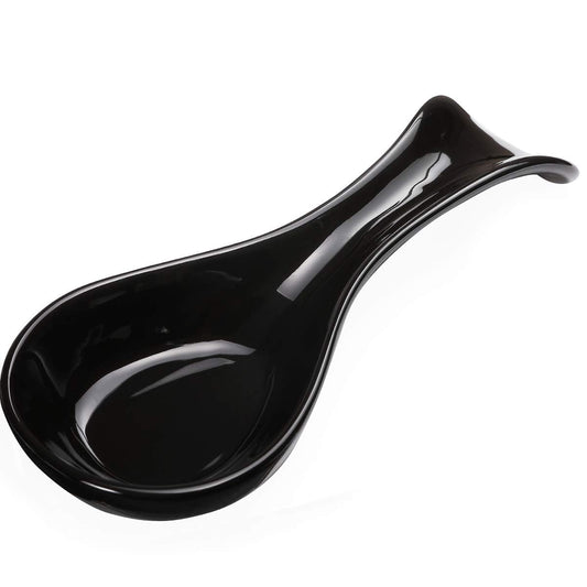Ceramic Spoon Rests for Kitchen, Spoon Rest for Stove Top Countertop Utensil Rest Ladle Spoon Holder for Cooking Home Decor, Black Color