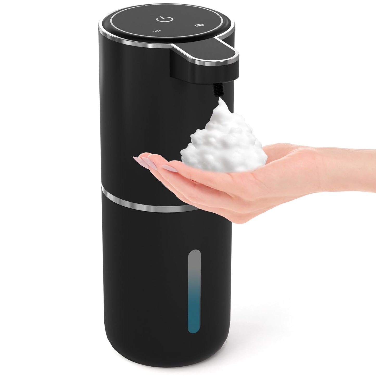 MTYGK Automatic Foaming Soap Dispenser,Touchless Foam Soap Dispenser,12.8oz Rechargeable Wall Mounted Smart for Bathroom and Kitchen Dish Soap,Easy for Toddlers(Black)