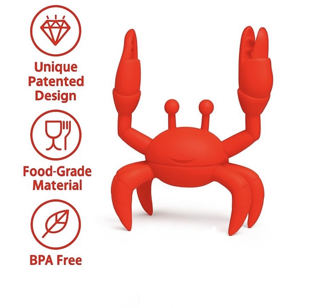 RED Crab Silicone Spoon Rest – Fun, BPA-free and heat-resistant utensil holder. Non-slip, easy to clean, keeps your kitchen tidy and doubles as a steam releaser.