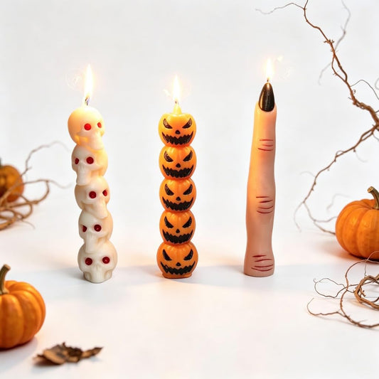 Halloween Decorations Indoor - 6 Pack Cute Multiple Type Candles - Halloween Centerpieces for Tables - Twisted Candle Decoration- Ghost,Finger,Pumpkin Candle Decor for Home Party Room