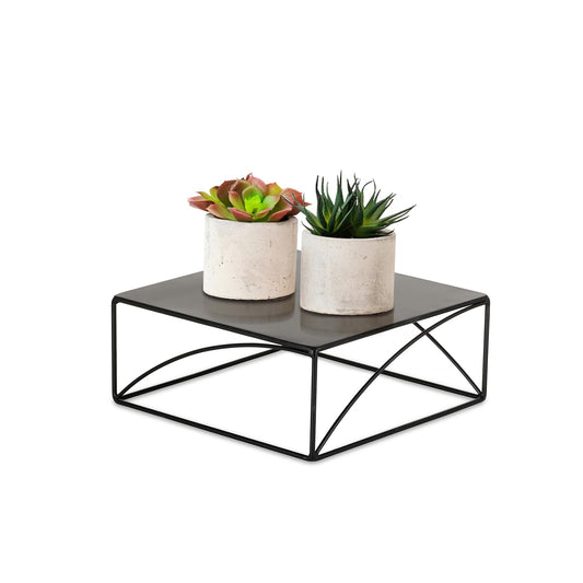 NUPTIO Cake Stand Dessert Display: Metal Cupcake Holder 10 Inch Pedestal Stands Black Food Risers for Wedding Party Halloween Birthday Event Kitchen Table Baby Shower Square Buffet Vase Plant Stand