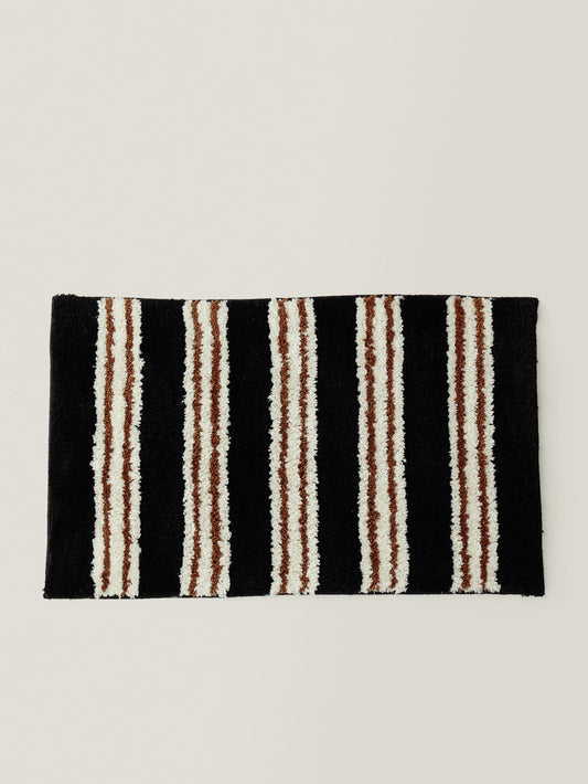 WENSHUO Wide Striped Area Rug (Vintage Black),Microfiber Absorbent Non-Slip Throw Rug,TPR Non-Slip Bottom（29.53" L × 17.72" W）