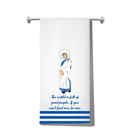 G2TUP Mother Teresa Kitchen Towels Mother Teresa Dish Towels Mother Teresa Tea Towels Saint Mother Teresa Gifts (The World is)