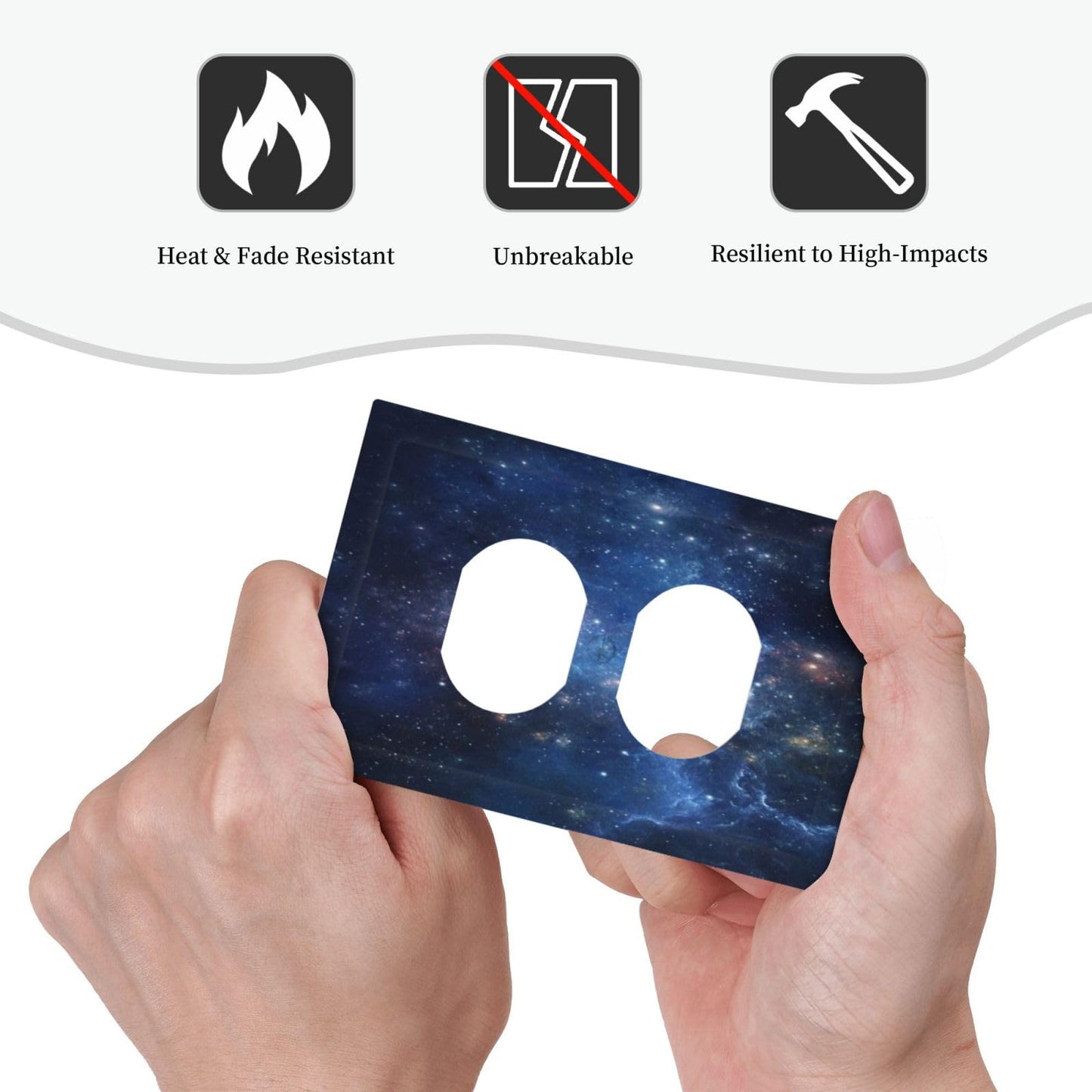 Fantastic Nebula Milky Way 1 Gang Duplex Device Wall Plate Cover Aerospace Starry Sky Universe Outlet Light Switch Cover Galaxy Cosmos Outer Space Electrical Faceplate Switchplate for Bedroom Bathroom