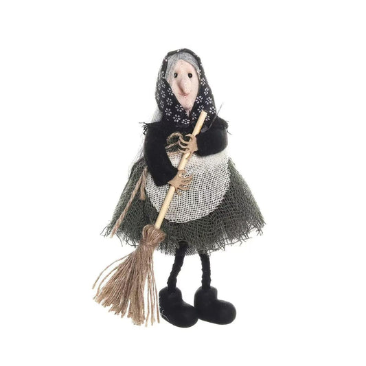 Zimrtvnt Handmade Kitchen Witch Doll, Vintage Cloth Folk Art Figurine, Kitchen Witch Home Decor, Whimsical Halloween Tabletop Ornament, Unique Gift for Cooking Lovers Mom or Friend (A)