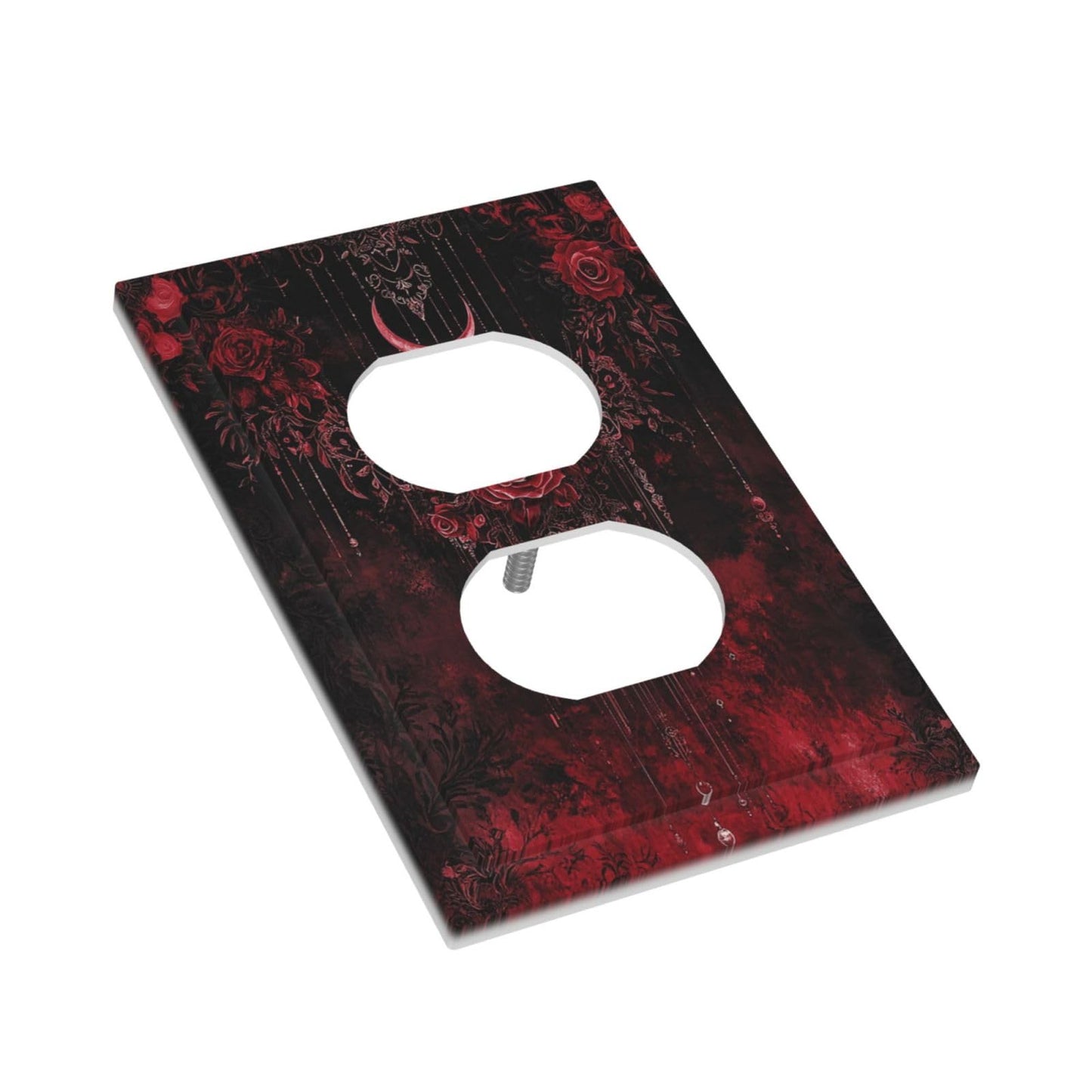 Annisrak Outlet Covers Gothic Red Rose Moon Dark Floral 1 Gang Duplex Light Switch Cover Plate Decorative Switch Plate Covers Electrical Socket Cover for living Room Home Decor
