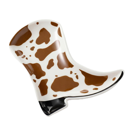 Mimorou Cowboy Boot Jewelry Tray Cowgirl Gifts Western Ceramic Dish Earring Ring Trinket Holder for Women Mother Birthday(Brown)