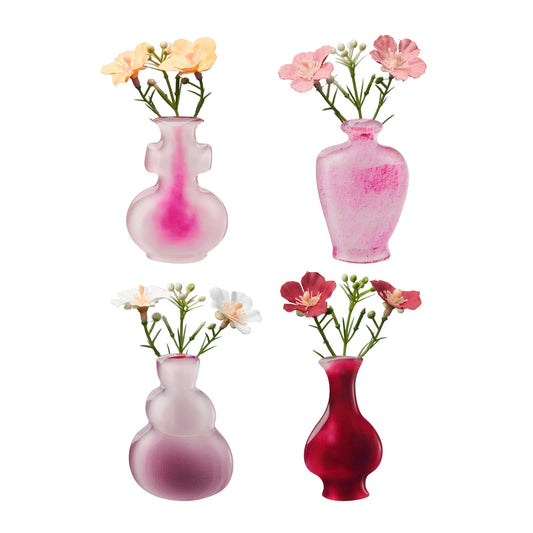 Cute Vase Fridge Magnet with Mini Glass Tube – Decorative Acrylic Flower Pot Magnet with Faux Flowers, Strong Magnetic Backing, Real Plant Holder for Kitchen Refrigerator Decor (Type B)