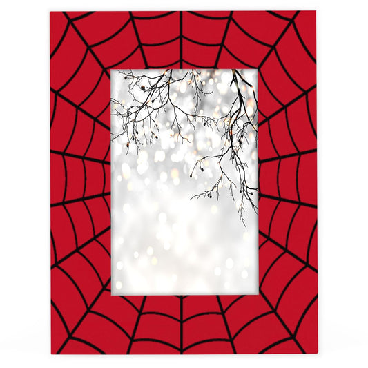 POFATO Cool Spider Web 5x7 Picture Frame Wooden Picture Frames for Wall Hanging & Tabletop Decor Display 5x7 or 5x5 Picture Collage Family Weddings Christmas Photo Frame for Gift