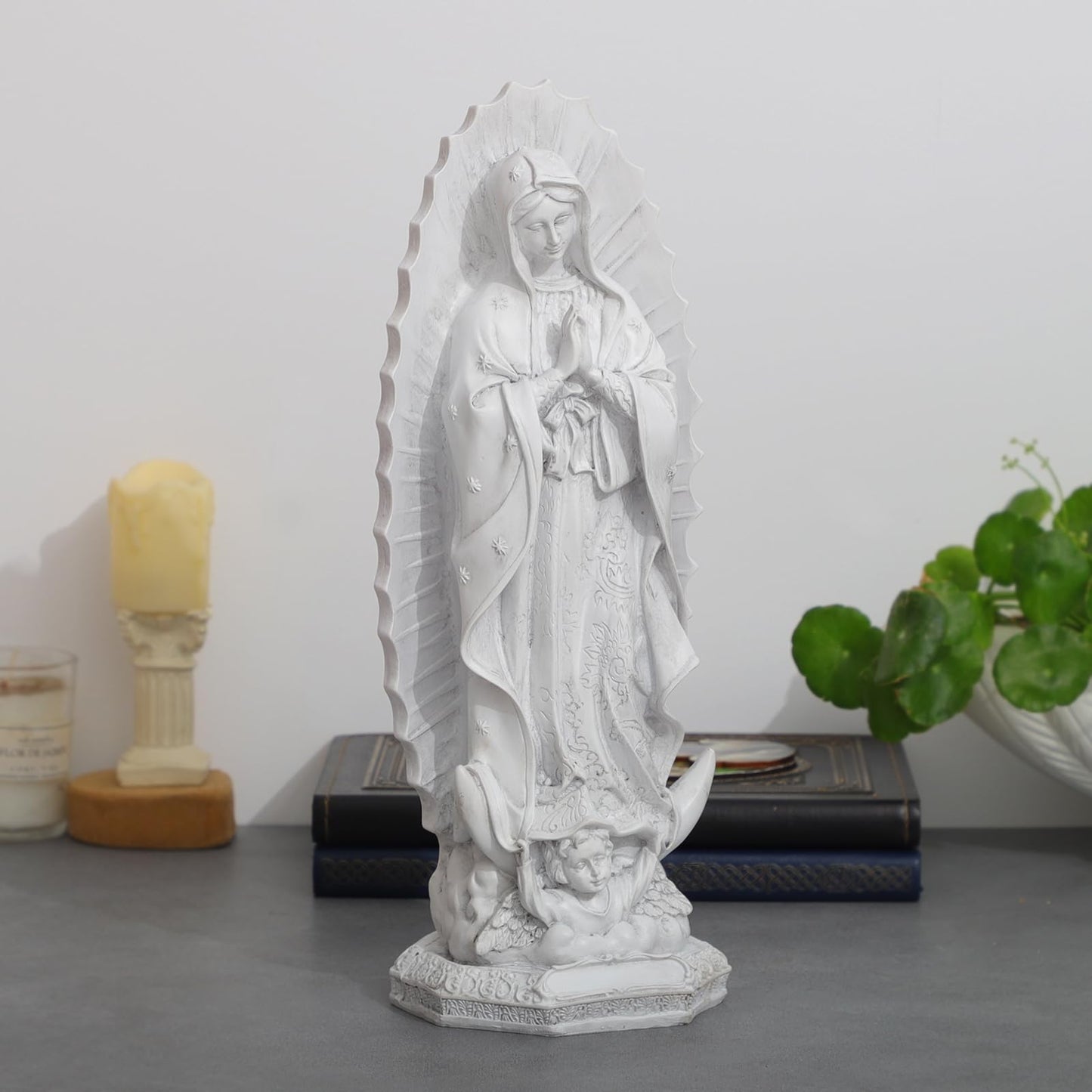 KOMI Virgen de Guadalupe Statue 12 Inch Resin Our Lady of Guadalupe Mexico Figure Statue for Home Altar Decor Blessed Holy Mother Virgin Mary Sculpture Catholic Gifts