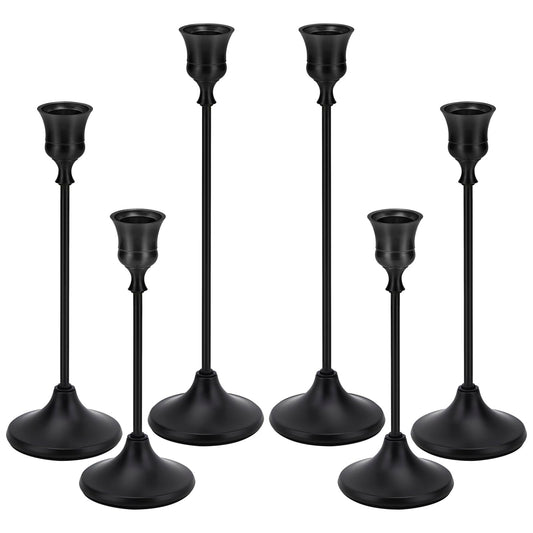 Black Candlestick Holders Taper Metal Candle Sticks Holder for Dining Table, Vintage Candelabra Tall Candle Stand for Tapered Candles, Decorative Centerpiece for Wedding Christmas Party Anniversary