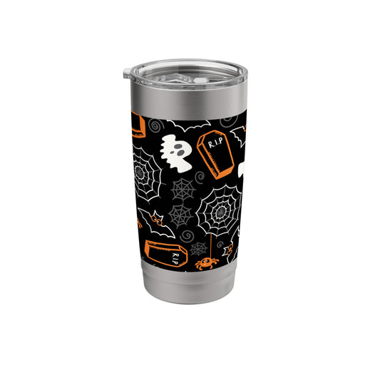 Ghost Spider Web Black Halloween Travel Cup Bottle Spooky Stainless Steel Insulated Tumbler