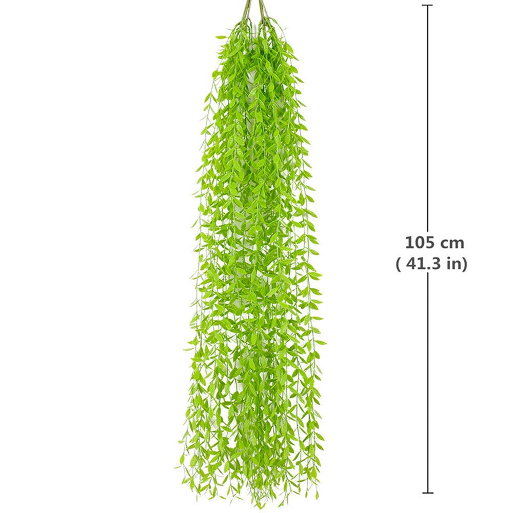 Artificial Vines, 10 Pack Hanging Ivy Fake Weeping Willow Greenery Leaves Plastic Plants Faux Garland Vine UV Resistant for Indoor Outdoor Garden Door Wall Baskets Wedding Party Decoration - Green