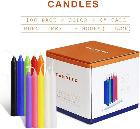 YOROXRG 100 pcs Spells Chime Candles Unscented Assorted Colors Mini Taper Candles | 4" Tall x 1/2" Diameter | Great for Casting Chimes, Rituals, Spells