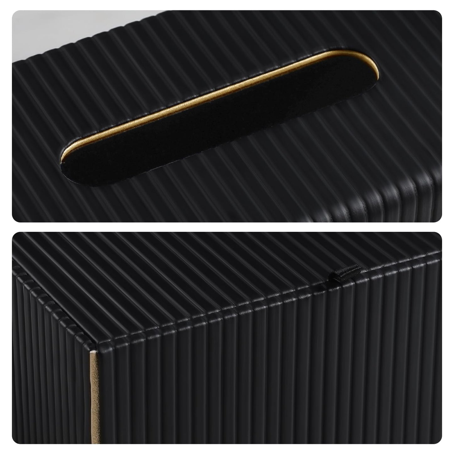 Extra Large Rectangle PU Leather Tissue Box Cover with Magnetic Closure, Decorative Tissue Holder & Storage Container for Bedroom, Living Room, Dining Room, Bathroom, Countertop, Desk & Office (Black)