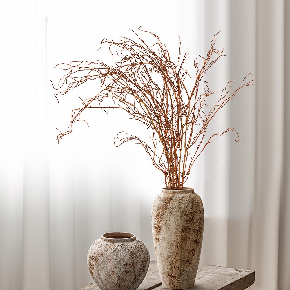 Melorca&Guilla Artificial Branches for Vase,3PCS 51inch Faux Branches Faux Curly Willow Branches,Bendable Fake Sticks Twigs Greenery Stems Branches for Shop Garden Office Home Décor (3, Wood-51inch)