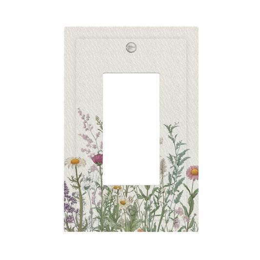 JDAKHD Decorative Outlet Covers Vintage Floral Art with Daisies, Lavender & Thistle 1 Gang Rocker Light Switch Cover Botanical Wildflower Single Device Gfci Receptacle Switch Wall Plate