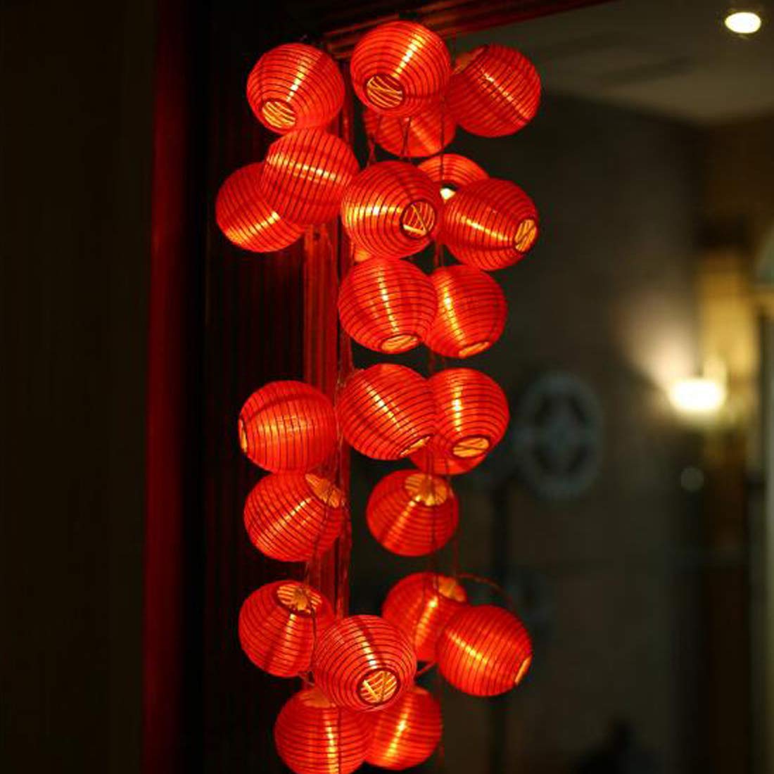Amants01 Red Lantern String Lights 13.12 ft 20 LEDs Battery Operated Hanging Lanterns String Lights for Chinese New Year,Spring Festival,Wedding,Party Decoration,Christmas