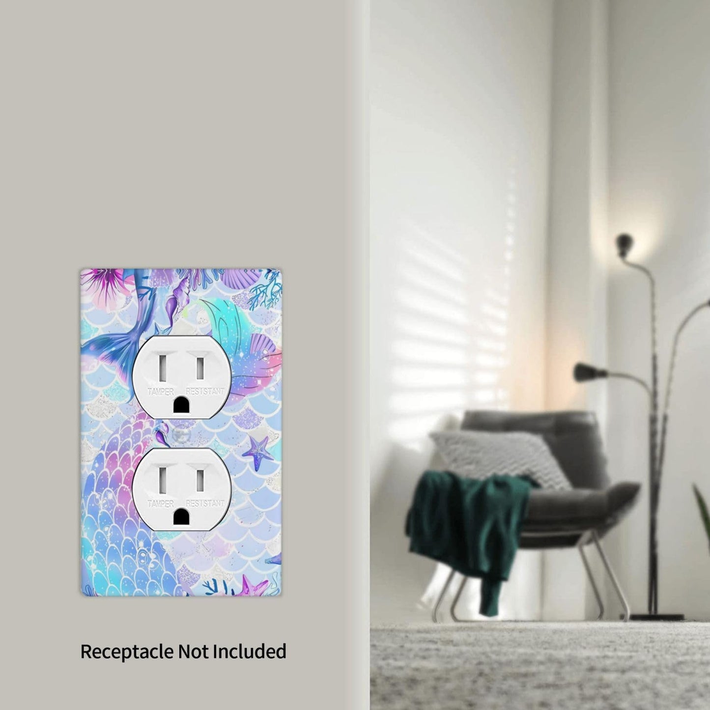 LWDZLHD Mermaid Girl Outlet Covers Light Switch Cover Plates Decorative Wall Plate Electrical Switchpalte Faceplate for Kid Bedroom Home Bathroom Decor 4.5" x 2.76"