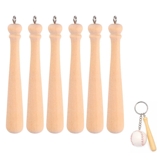 Milisten 50pcs Mini Wooden Baseball Bat Keychain Pendants Bulk Set, Unfinished Wood Craft Bats for DIY Projects, Baseball Party Favors, Cake Topper, Sports Fan Present, Bag Charms