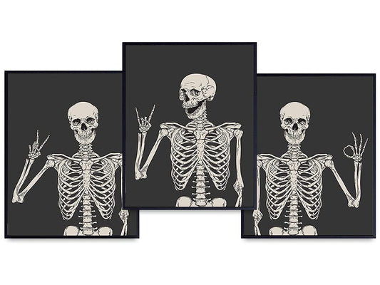 Skeleton Wall Art & Decor - Halloween Wall Decor - Gothic Home Decoration - Goth Room Artwork - Funny Skull Art - Pagan Gifts - Bedroom Dorm Man Cave - Men Boys Teens - Witchy Picture Poster Print