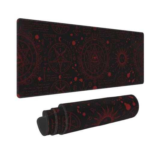 Mysterious Gothic Gaming Mouse Pad Large Extended Desk Mat Non-Slip Rubber Base Keyboard Pad with Stitched Edges for Office Gaming 31.5x11.8 in