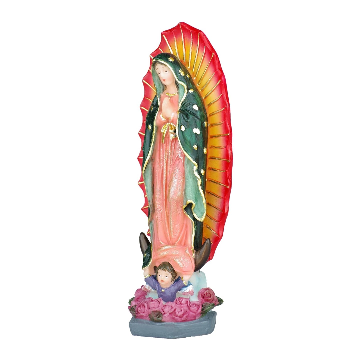 PSYHILAR Our Lady of Guadalupe Statue, Small Virgen de Guadalupe Statues, 6 Inch Mexico Virgin Mary Figurine, Handcrafted Virgencita Maria Estatua Resin Catholic Religious Decor