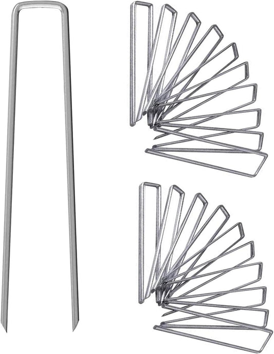 UPMCT 12 Inch Galvanized Garden Landscape Staples Stakes, 25 50 100 PCS Anti-Rust Garden Staples Tent Ground Stakes U-Shaped Landscape Pins for Secure Lawn Fabric, Decoration (25, 12 Inch)