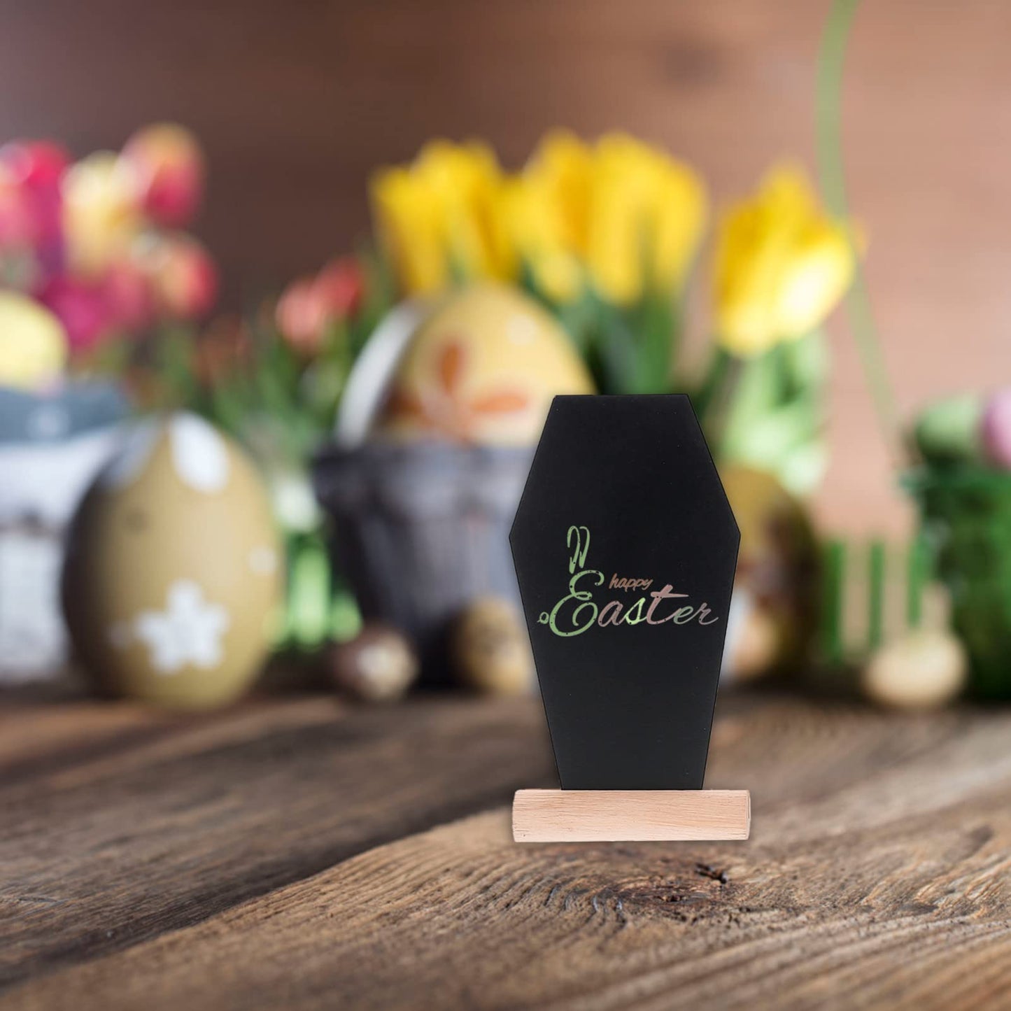 Amosfun 4Pcs Mini Chalkboard Signs Tombstone Shape Blackboards 5.70 X 3.14 Inch DIY Halloween Party Decoration Table Numbers Memos