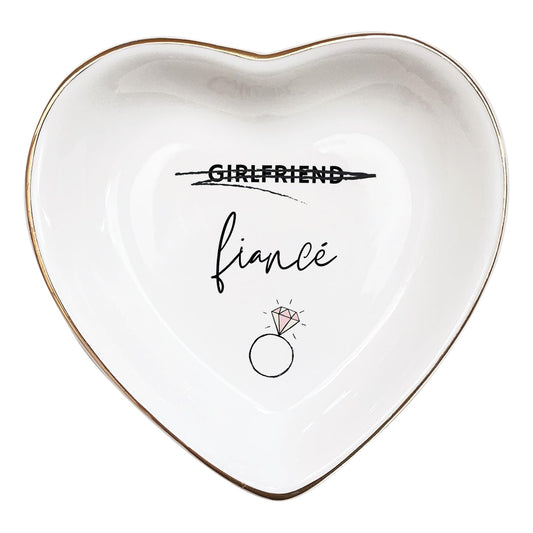 Vancsenia Fiance Jewelry Dish Tray – Engagement Ring Holder Ceramic Trinket Dish, Elegant Jewelry Organizer for Women, Bridal Shower Engagement Gift for Future Wife