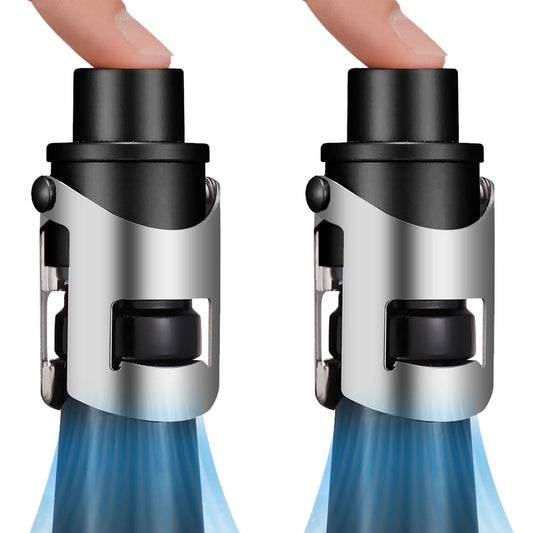 HYZ 2-Pack Champagne Stoppers with Built-in Vacuum Pump, Black