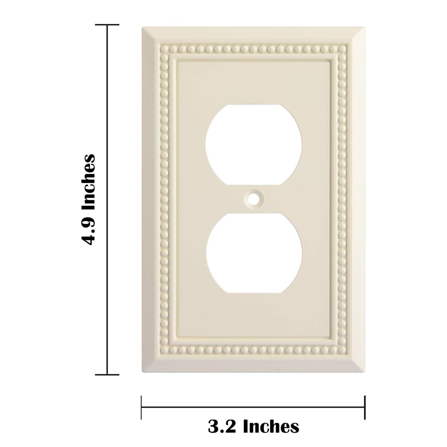 Henne Bery Sunken Pearls Heavy Duty Decorative Wall Plate Switch Plate Outlet Cover, Durable Solid Zinc Alloy (Single Duplex 2PK, Light Almond)