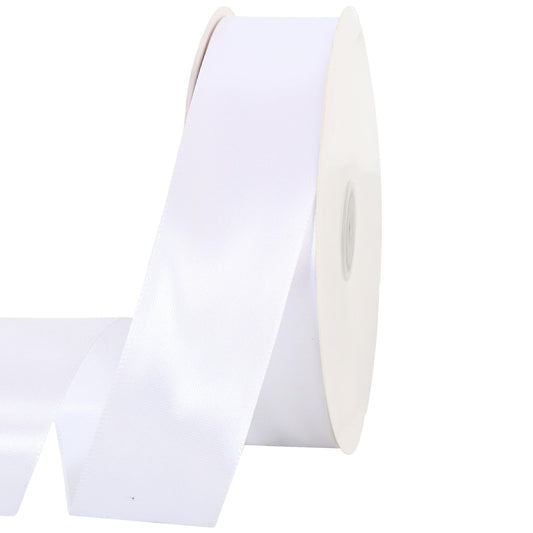 TONIFUL 100 Yards White Ribbon 1-1/2 Inch - Solid White Wide Satin Ribbon for Eternal Flower Bouquet Gift Wrapping Graduation Leis Wedding Chair Sash Valentine's Day Christmas Decorations Halloween