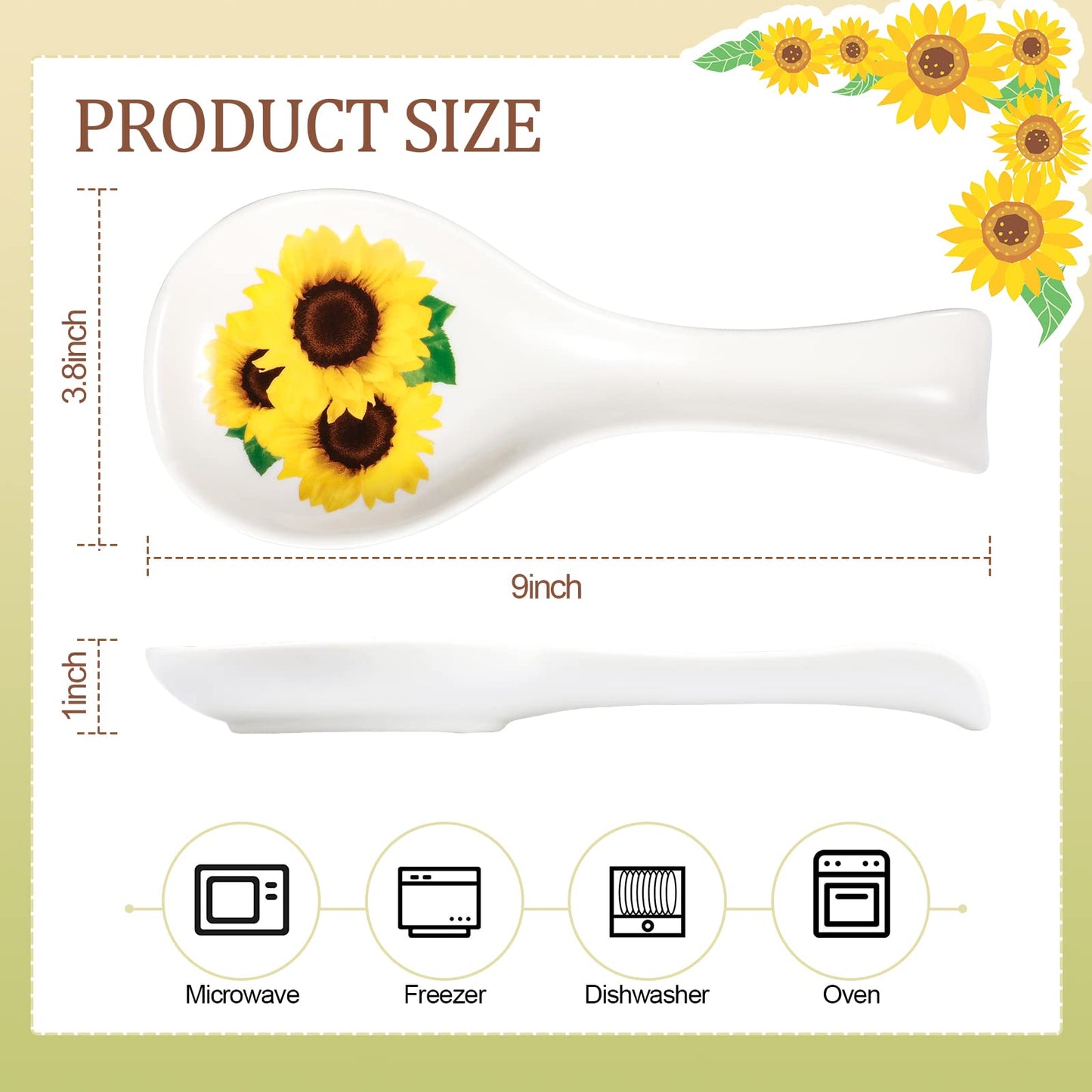 Potchen Spoon Rest Flower Utensil Holder Ceramic Spoon Rest for Stove Top Kitchen Decoration Kitchen Accessories Housewarming Gift for Coffee Bar(Sunflower)
