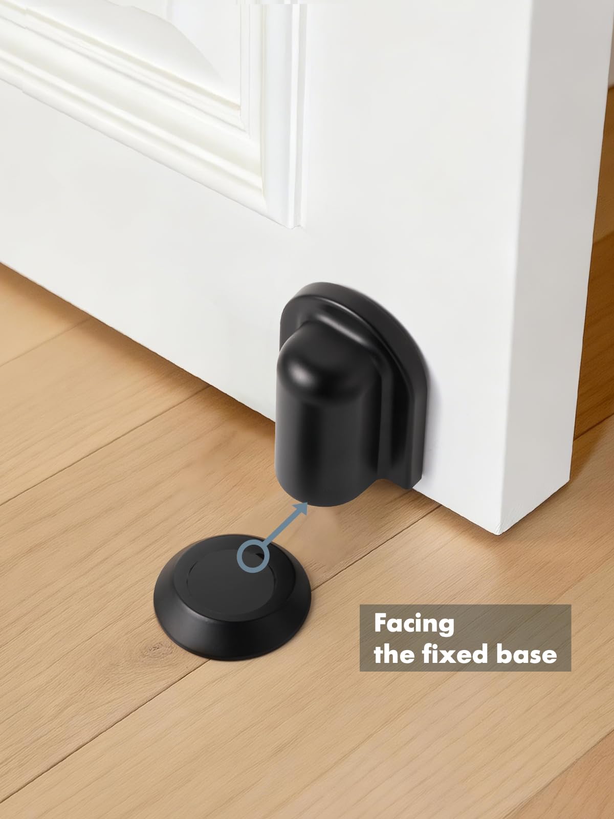 SORWDUERM 4 Pack Black Door Stopper Magnetic Door Cathc Matte Black Floor Mounted Door Stop Keep Door Open with Screws and Adhesive No Drilling
