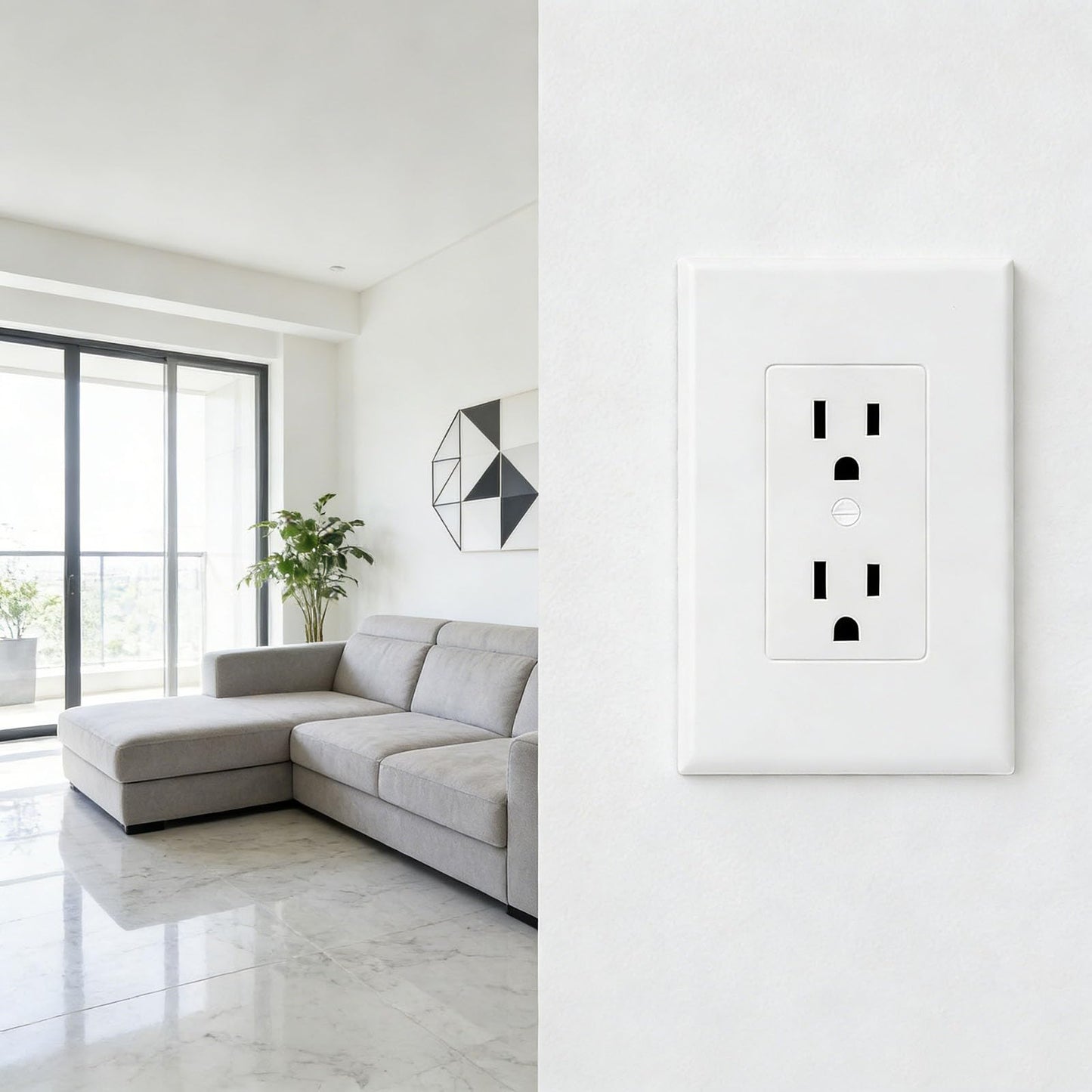 ZEFTV 10 Pack Duplex Outlet Covers Wall Plates 1-Gang Switch Outlet Electrical Cover Plate Unbreakable Thermoplastic Faceplate for Light Receptacle Outlet Switch, White