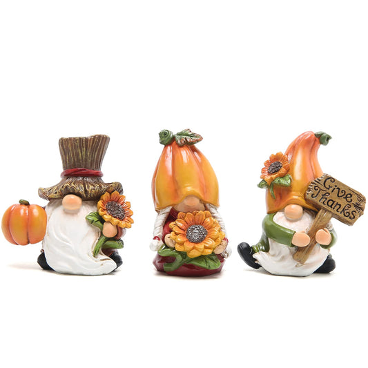 Hodao 3pcs Fall Thanksgiving Pumpkin Gnomes Decorations Handmade Swedish Tomte Elf for Fall Decor Gift - Thanksgiving Party Home Gnomes Decor - Autumn Gifts
