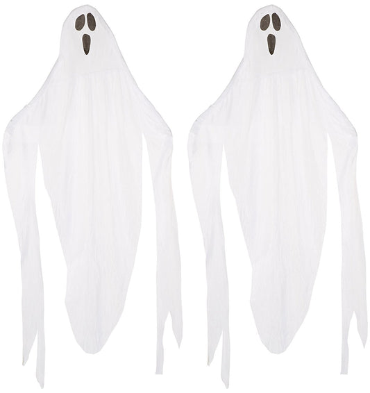 Forum Novelties Set of 2 Halloween 7ft Hanging Fabric Ghosts! Halloween Hanging Decoration for Parties! (2)