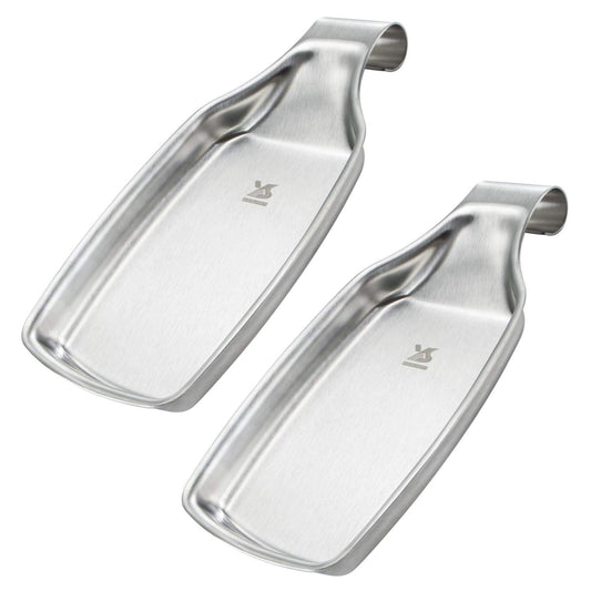 MSY BIGSUNNY Spoon Rest for Stove Top, 304 Stainless Steel Cooking Utensils Spatula Rest for Kitchen Counter, 2 Pack