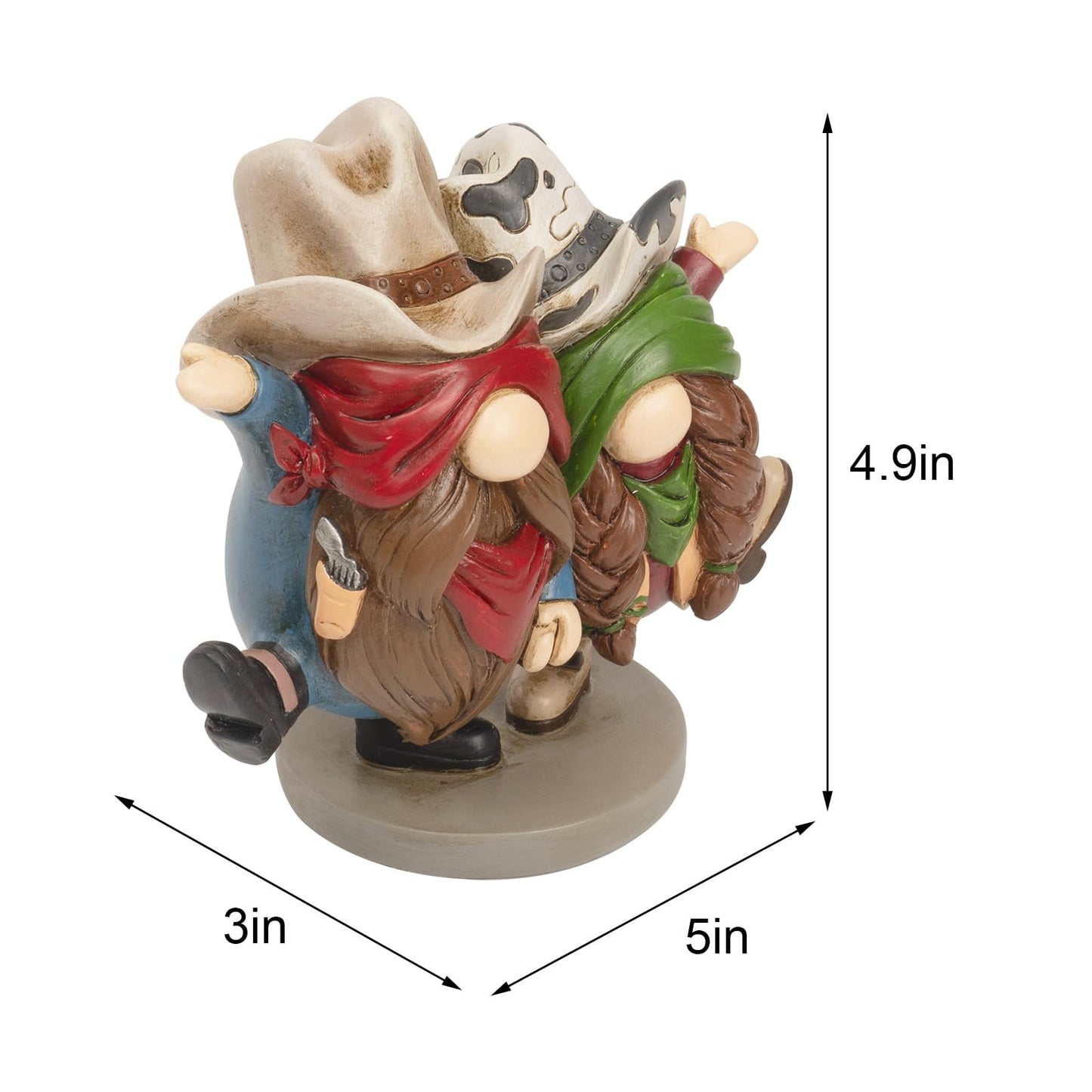 flangairy Western Cowboy Cowgirl Gnomes Decor, 5.1x4.9 Inchs Resin Figurines Southwestern Table Shelf Desk Indoor Decorations for Home, Cowboy Gifts