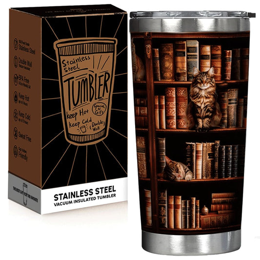 Book Tumbler Bookish Gift for Book Lovers - Cat Book Mug Book Lovers Gifts for Readers, Funny Cat Reading Club Gifts, Bookish Gifts Birthday for Bookworm Teacher Women Librarian Reader Writer