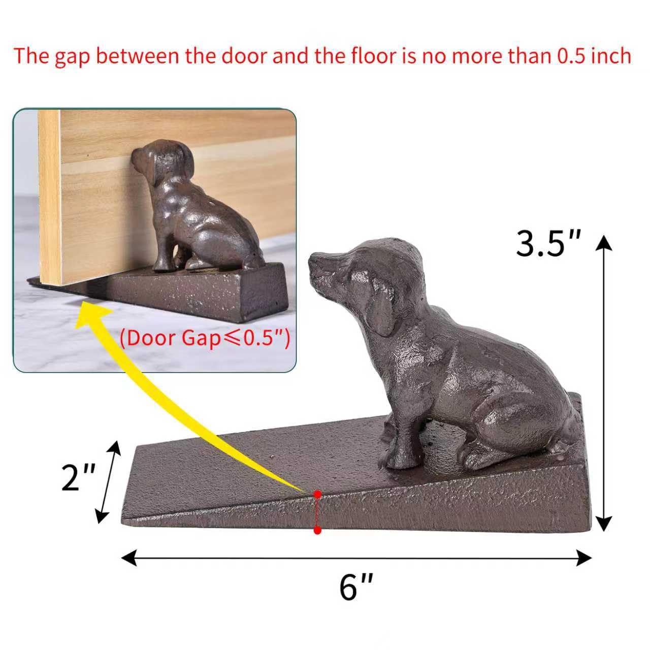 Sungmor Heavy Duty Cast Iron Dog Door Stops | Decorative Cute Animal Statue Metal Door Stopper Wedge with Non-Slip Mat | Solid & Antique Style Windproof Door Holder for Patio Yard Garden Farmhouse