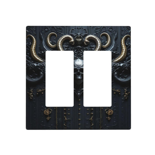 Light Switch Cover Plate Mid Century Dark Fantasy Gothic Skull Horror 2 Gang Double Rocker Outlet Covers Decorative Switch plates Electrical Wall Plates GFCI for Bathroom Bedroom Decor