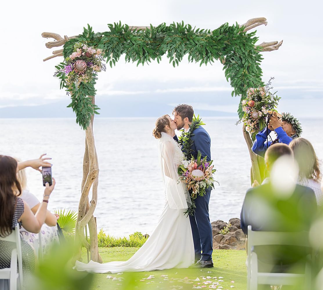 RECUTMS Artificial Willow Leaves Vine Twigs 2Pcs 6.2Ft Fake Hanging Plant Silk Leaf Ivy Garland Faux Italian Ruscus Greenery Indoor Outdoor Wedding Arch Jungle Beach Birthday Party Garden Decor
