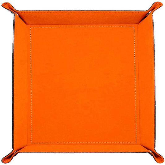 siduater Valet Tray Desktop Storage Organizer – Vegan Leather Catchall Bedside Vanity Tray Nightstand Caddy Holder for Remote Controller, Watch, Keys, Phone, Wallet, Coin, Jewelry (Orange/Black)