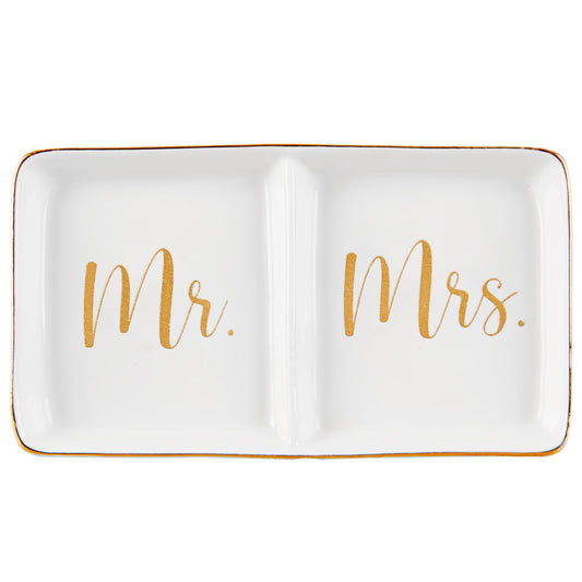 Spegiffu Mr. & Mrs. Ring Dish Engagement Wedding Ring Holder Gift for Future Mrs. / Newlywed - Her Engagement Wedding Gifts for Newly Engaged Couples Bridal Shower Gifts for Bride to be