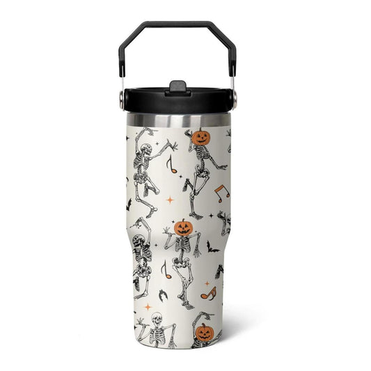 qwpmvhsak 30 ozHalloween Skull Tumbler with Handle,Halloween Goth Ghost Travel Coffee Cup Water Botter, Witch Goth Decor Halloween Gifts For Women