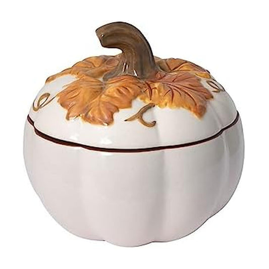 Pfaltzgraff Autumn Berry Covered Pumpkin Bowl, Holds 20 Ounces, Cream