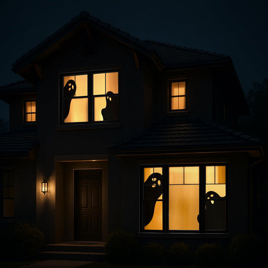 HunnmingRe 4 Pcs 40 x 60 Inch Halloween Ghost Silhouette Window Decor Window Cover Decorations Large Ghost Clings Fabric Curtain Decoration for Indoor Outdoor Spooky Party Halloween Decor